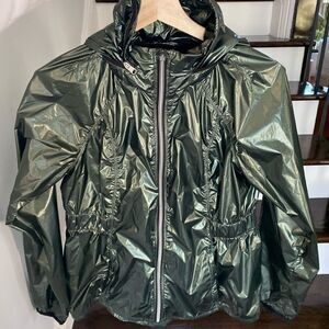 Calvin Klein | S | Metallic Deep Green Rain Jacket